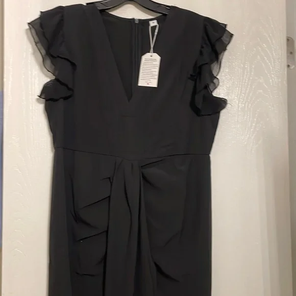 sachin and babi light blue dress Double High Slit Maxi Dress Black V-Neck Maxi Dress With Long Sleeve And  Slit Maxi main image 1